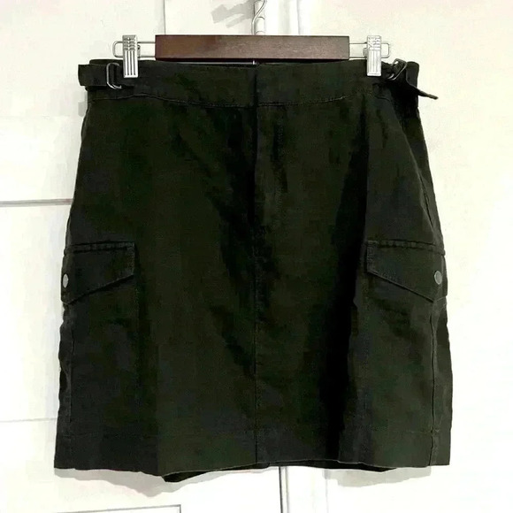 Athleta Voyager Olive Green Linen Mini Skirt- Size 6- NWT - Picture 1 of 4